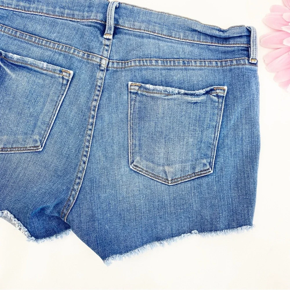 Frame Denim Le Cutoff Denim Jean Shorts Distressed Oxnard Blue Light Wash